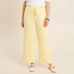 Pantalon large taille haute jaune pastel femme