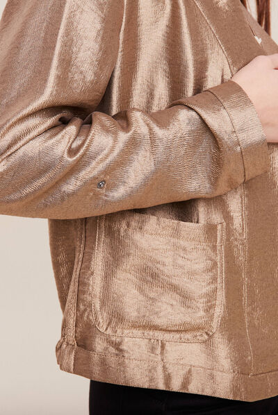 Veste réversible métallisée beige femme