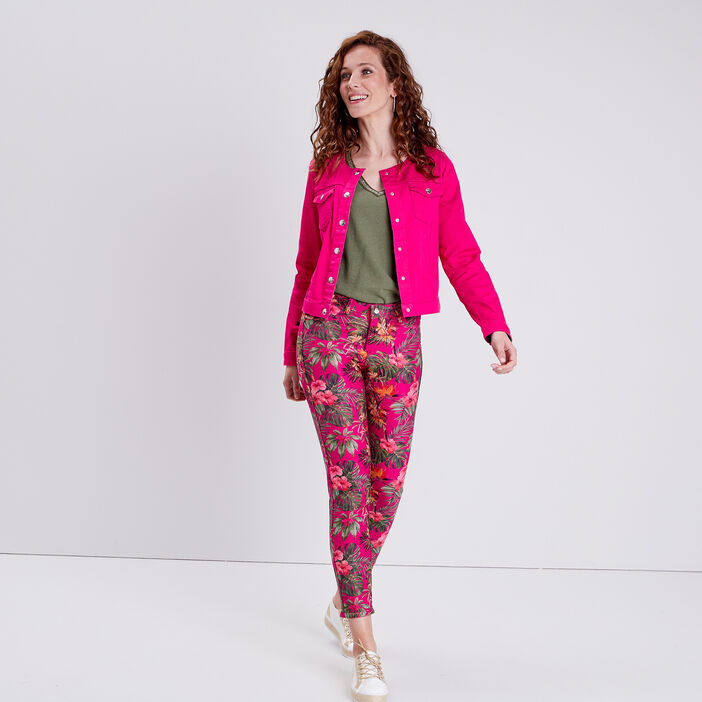 Veste droite réversible rose fushia femme