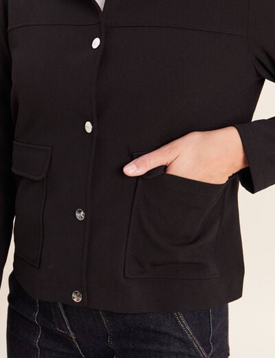 Veste courte droite manches longues noir femme