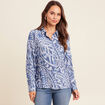 Chemise manches longues fluide bleu femme