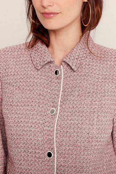Veste droite boutonnée rose clair femme