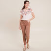 Pantalon léger taille standard 7/8ème marron femme