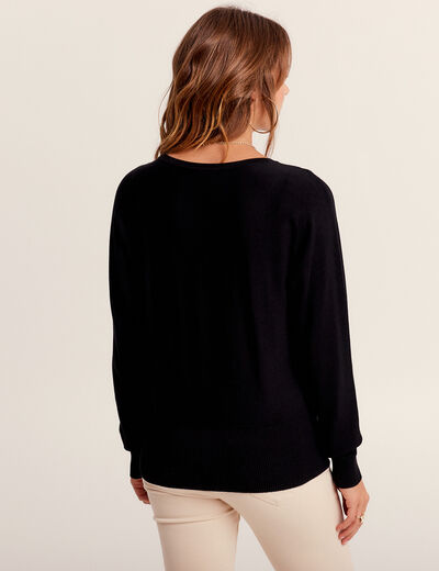 Pull manches longues noir femme