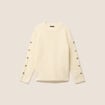 Pull manches boutonn&eacute;es jaune pastel femme