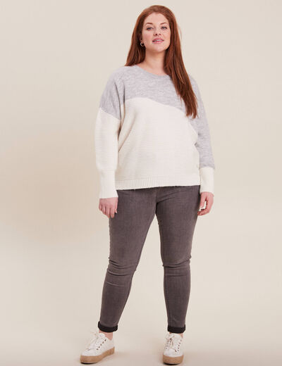 Pull manches longues gris femme