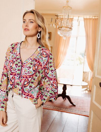Blouse manches longues blanc femme