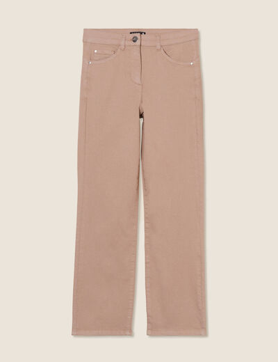 Pantalon droit taille haute 7/8ème taupe femme