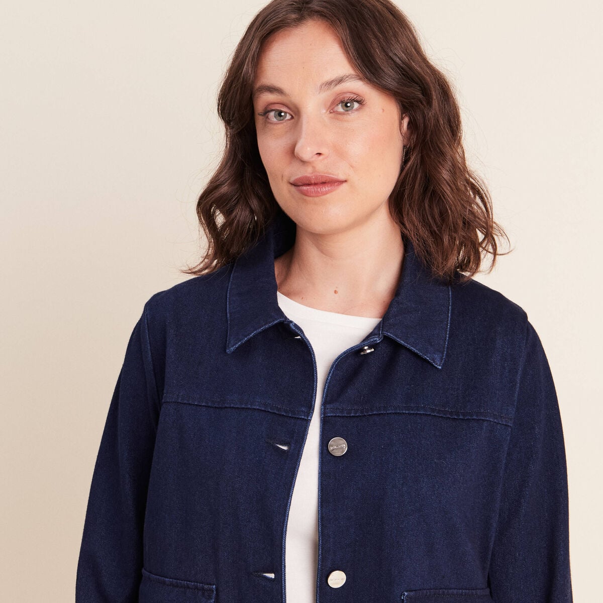 Veste doubl&eacute;e denim stone femme