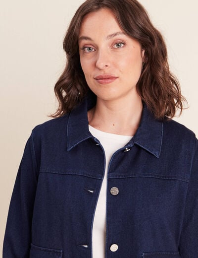 Veste doubl&eacute;e denim stone femme