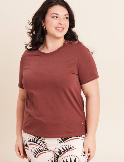 T-shirt manches courtes marron femme