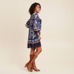 Robe courte &eacute;vas&eacute;e col tunisien bleu femme