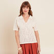 T-shirt col chemise ecru femme
