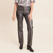 Pantalon enduit coupe large couleur argent femme