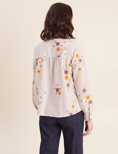 Blouse col v manches longues vert femme