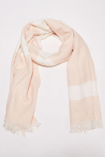 Écharpe à franges vieux rose femme