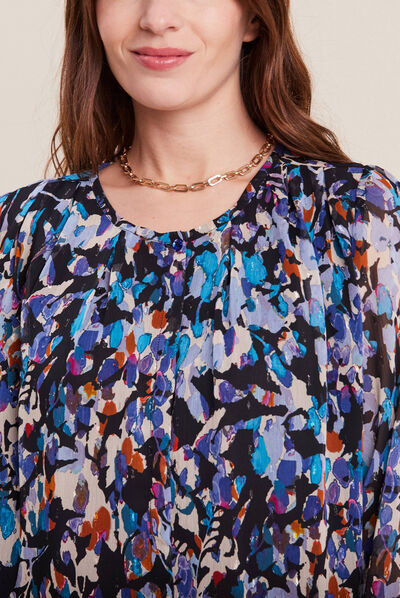 Blouse manches longues bleu femme