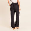 Pantalon large taille haute aspect lin noir femme