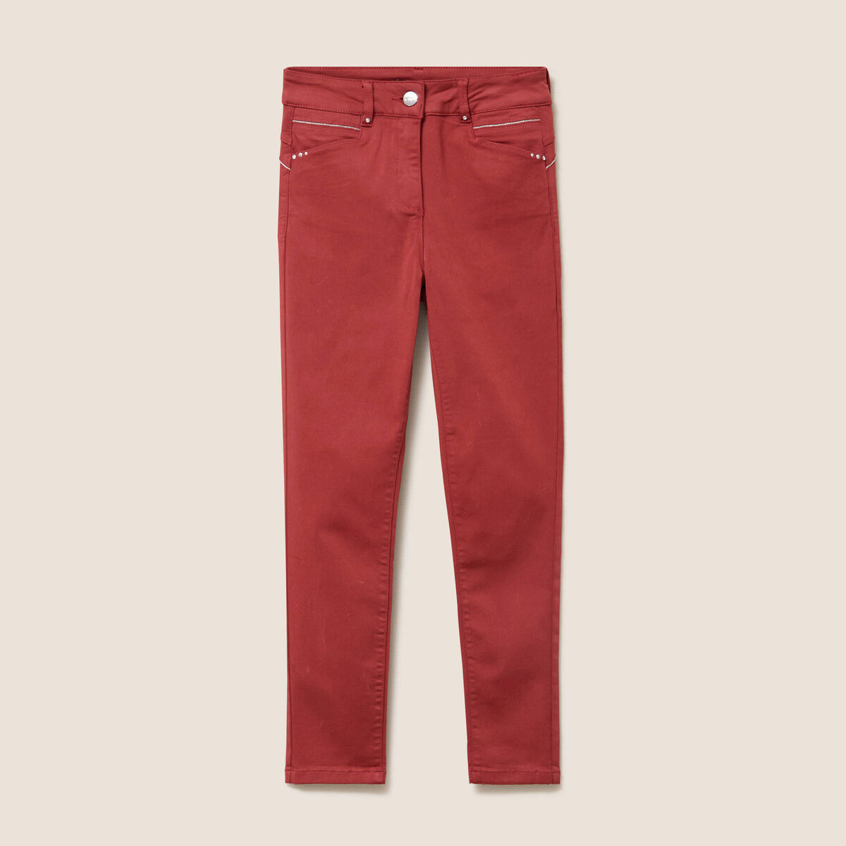 Pantalon coupe ajust&eacute;e taille haute orange fonc&eacute; femme