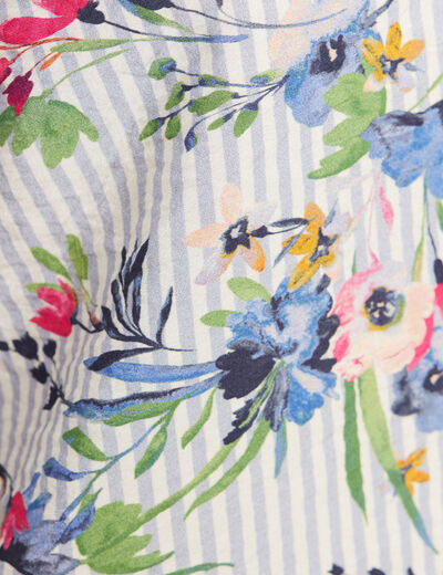 Chemise droite manches longues bleu femme