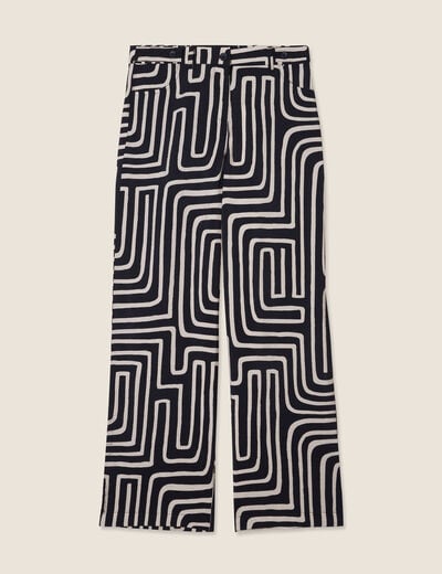 Pantalon flou taille haute noir femme