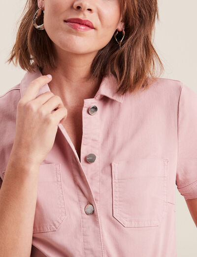 Combinaison pantalon boutonné rose pastel femme