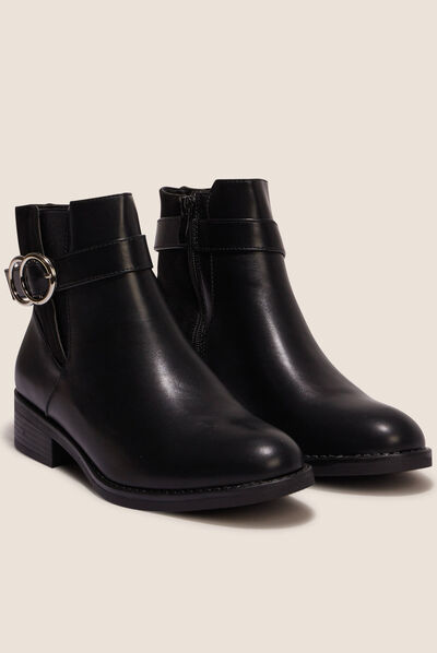 Bottines chelsea à boucles noir femme