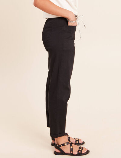 Pantalon coupe mom 7/8&egrave;me noir femme