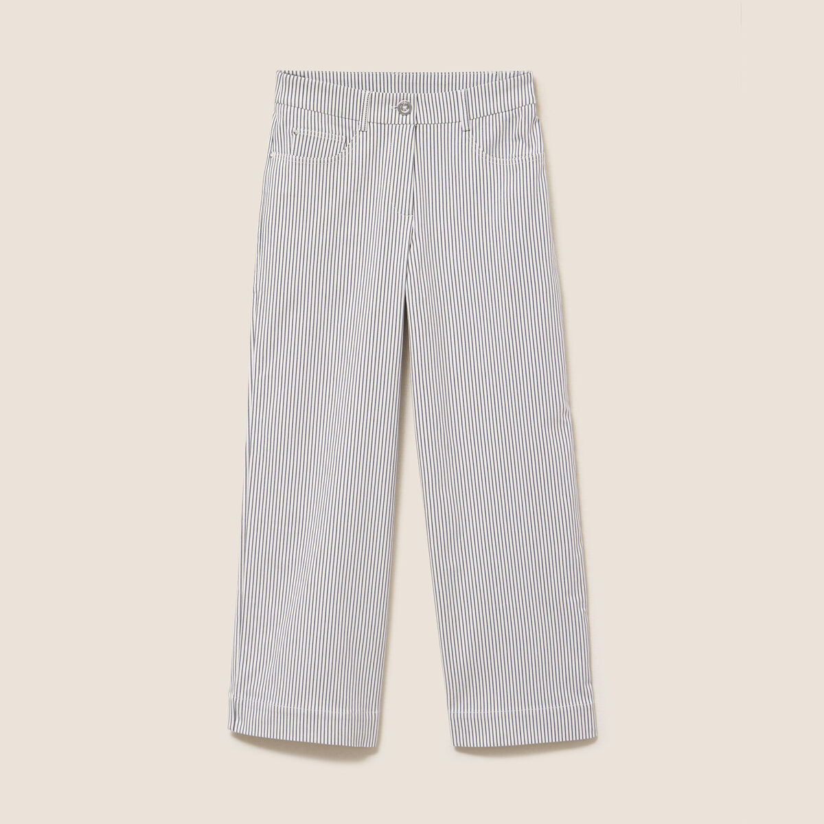 Pantalon large taille haute bleu femme