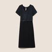 Robe longue &eacute;vas&eacute;e 2 en 1 col rond bleu marine femme