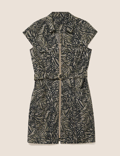 Robe droite zipp&eacute;e vert femme