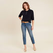 Pull manches courtes bleu foncé femme