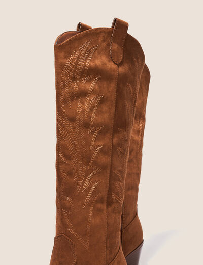 Bottes western brod&eacute;es marron femme