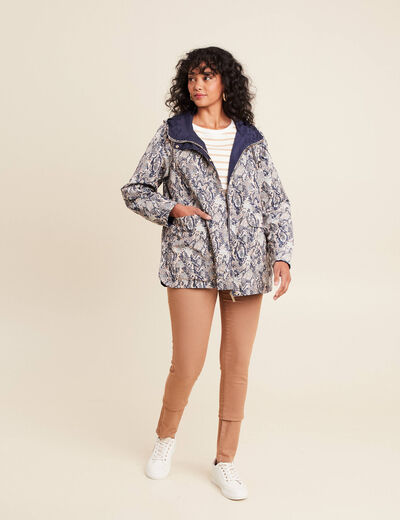 parka cintrée réversible à capuche beige femme