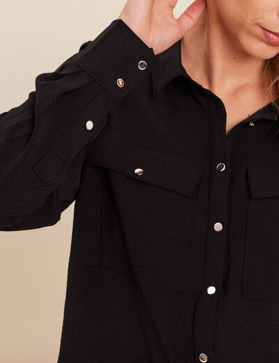 Chemise manches longues noir femme
