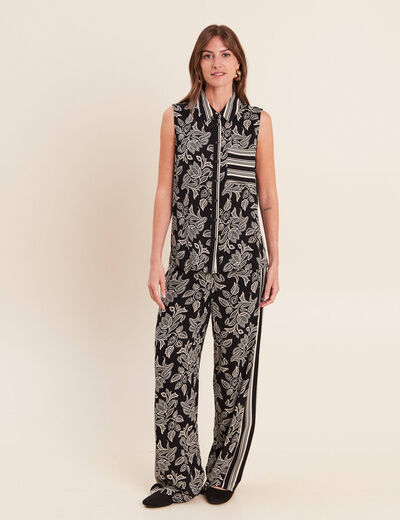 Pantalon fluide coupe large noir femme