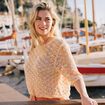 Pull manches courtes ajouré multicolore femme