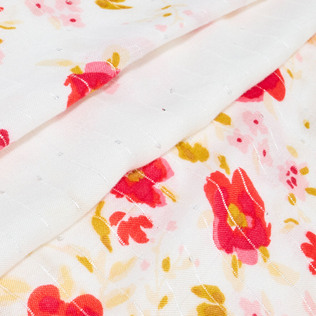 Foulard imprim&eacute; floral rose fushia femme