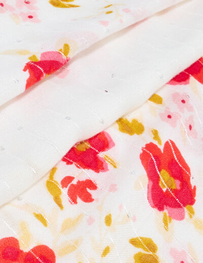Foulard imprim&eacute; floral rose fushia femme