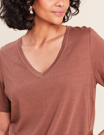 T-shirt manches courtes marron femme