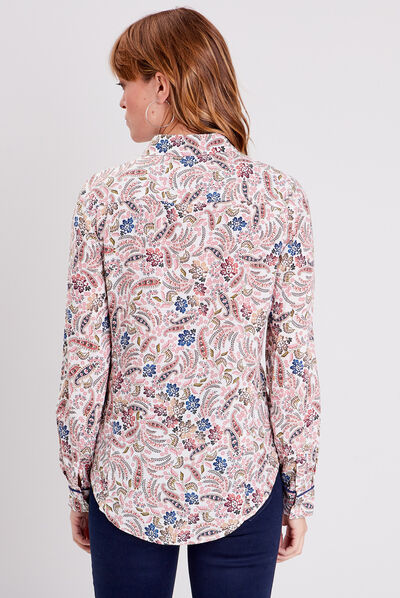 Chemise manches longues ecru femme