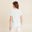 T-shirt manches courtes col en V bleu turquoise femme