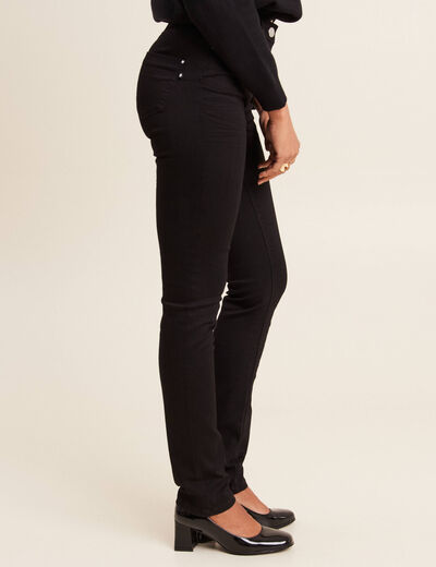 Jean coupe ajust&eacute;e long noir femme
