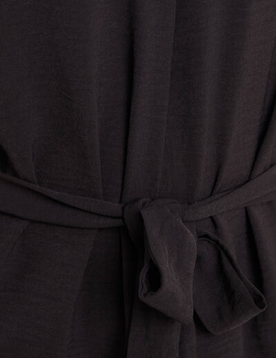 Robe droite col en V noir femme