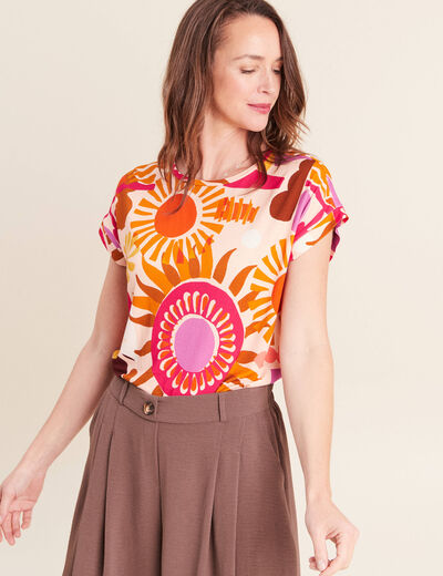 T-shirt manches courtes multicolore femme
