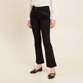 Jean bootcut taille basculée denim noir femme