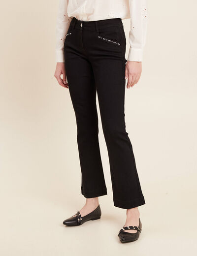 Jean bootcut taille basculée denim noir femme