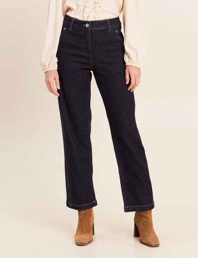 Jean droit taille haute 7/8&egrave;me denim brut femme