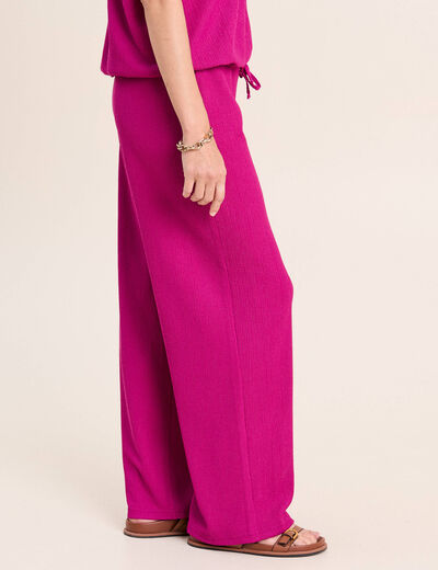 Pantalon large taille haute violet clair femme