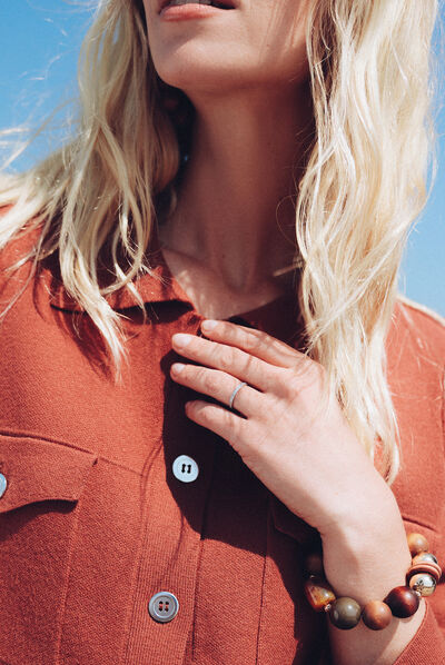 Pull manches longues marron cognac femme